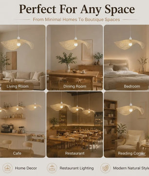 Handgemaakte Bamboe Plafondlamp - Natuurlijk Rotan Hanglamp met E27 Fitting