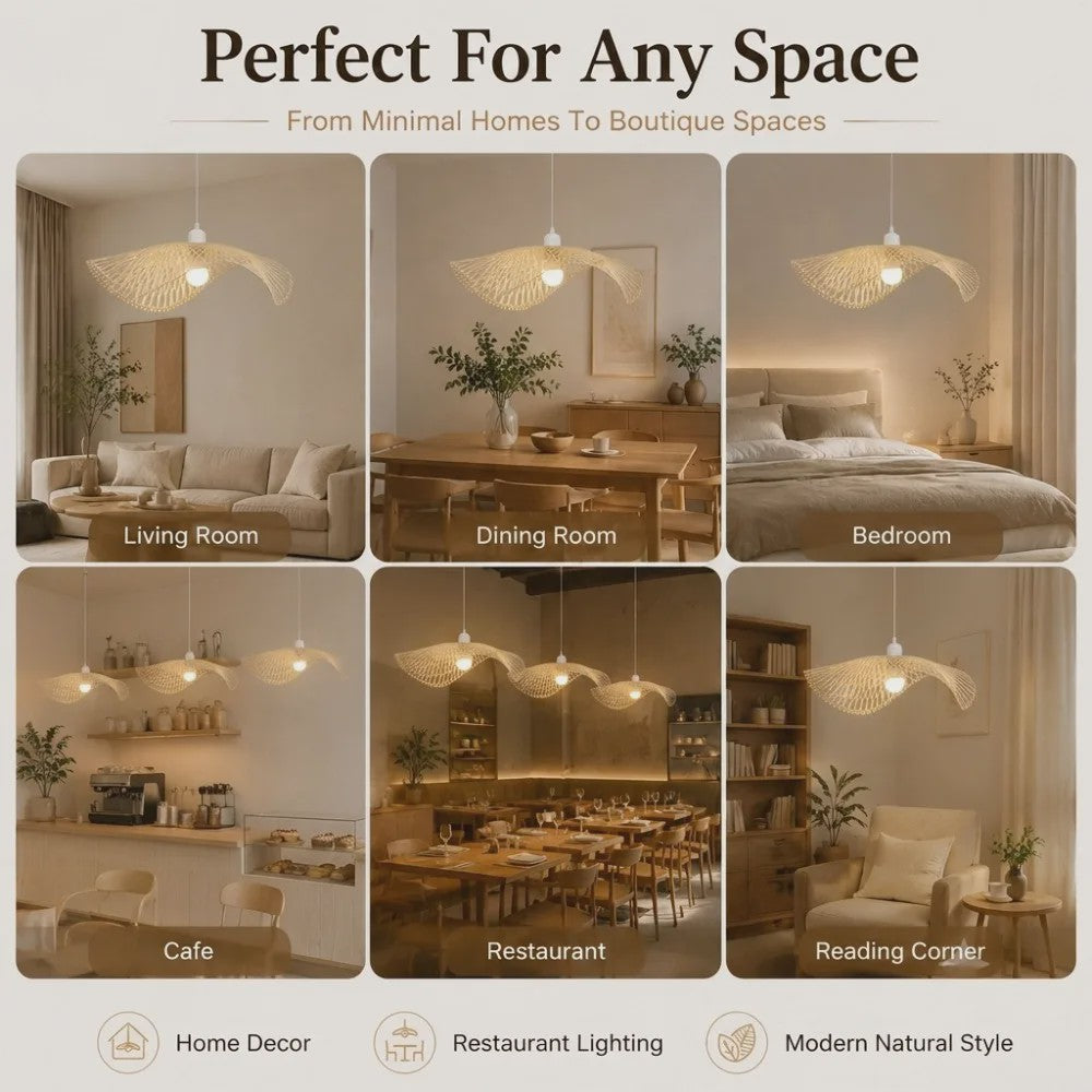 Handgemaakte Bamboe Plafondlamp - Natuurlijk Rotan Hanglamp met E27 Fitting
