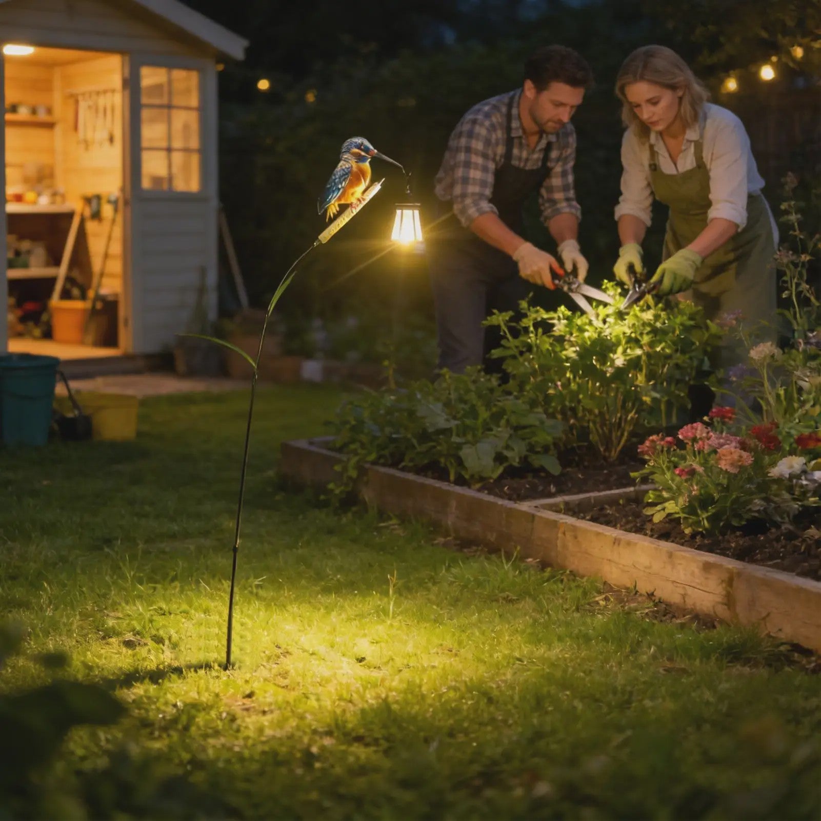 Zonne-energie IJsvogel Tuinlamp met Lantaarn - Waterdicht & Decoratief