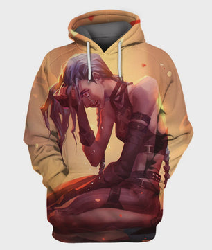 Arcane League of Legends 3D Hoodie - Jinx & Vi Anime Stijl