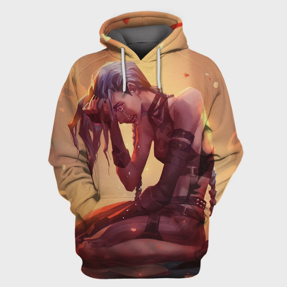 Arcane League of Legends 3D Hoodie - Jinx & Vi Anime Stijl