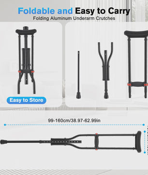 Folding Medical Elbow Crutches, Arms Crutches,Young People Orthopedic Mobility Aids Walking Stick Portable Forearm Crutches Pair