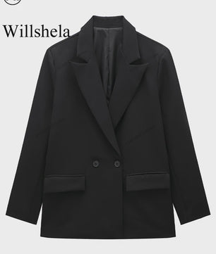 Dames Blazer met Zakken - Stijlvolle Dubbelzijdige Vintage Look