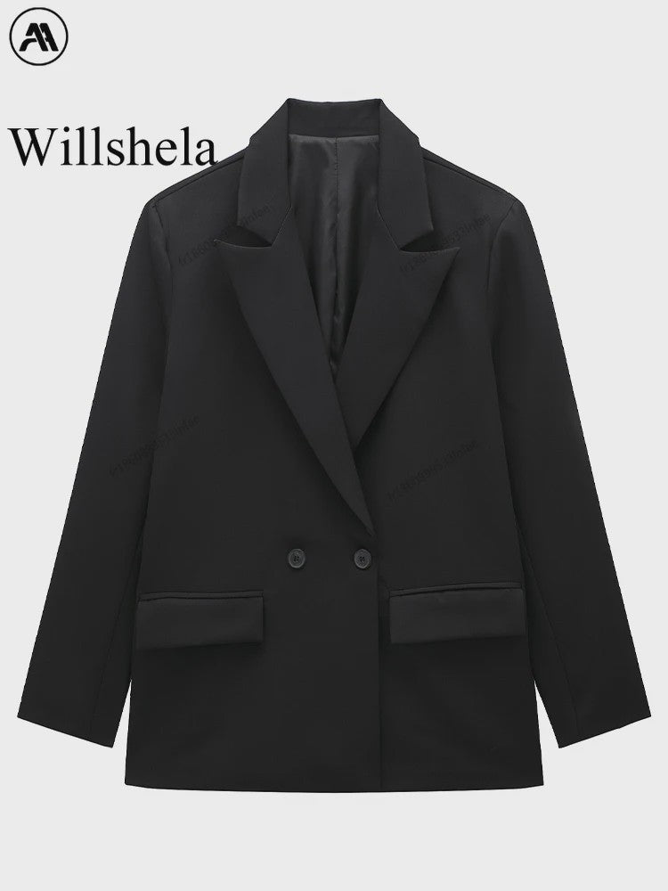Dames Blazer met Zakken - Stijlvolle Dubbelzijdige Vintage Look