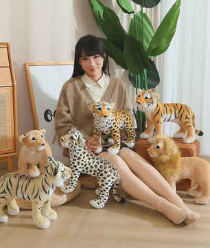 Realistische Pluche Dieren Knuffels - Tijger, Leeuw & Luipaard - Zacht Speelgoed & Decoratie