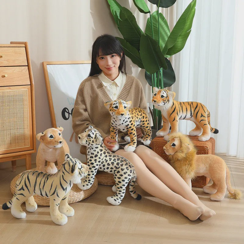 Realistische Pluche Dieren Knuffels - Tijger, Leeuw & Luipaard - Zacht Speelgoed & Decoratie