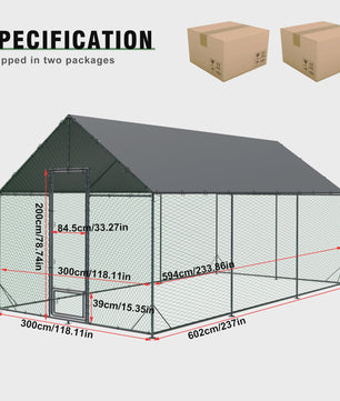 Ruime Metalen Kippenren met Dak - Weerbestendig en Roofdierproof