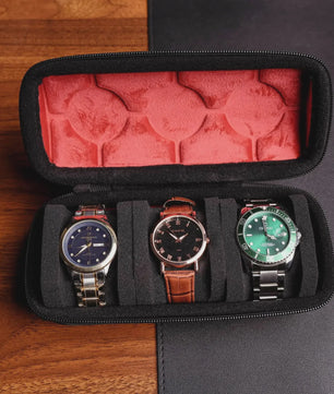 Luxe Horloge Reiskoffer - Harde Rol Organizer met Rode Voering voor 1, 2, 3, 5, 6 of 10 Horloges