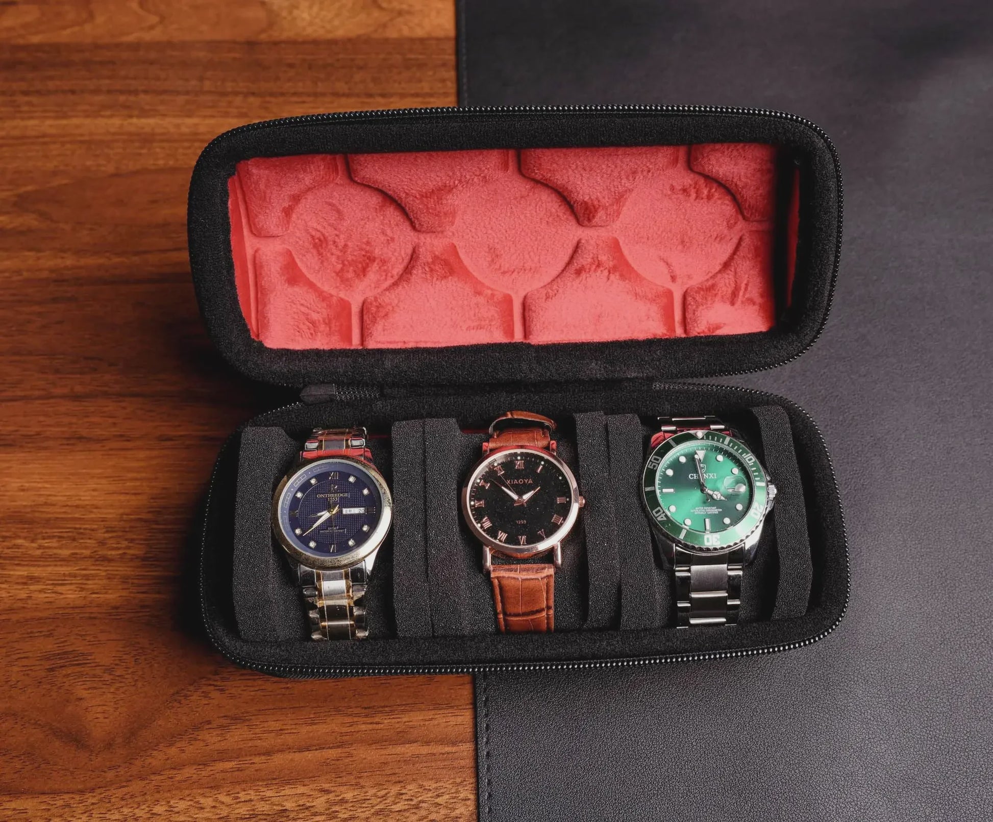 Luxe Horloge Reiskoffer - Harde Rol Organizer met Rode Voering voor 1, 2, 3, 5, 6 of 10 Horloges
