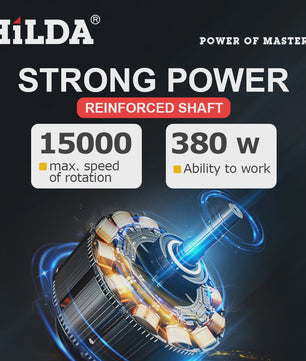 HILDA 380W Elektrische Rechte Grinder met 6 Variabele Snelheden - Polijst- en Schuurmachine