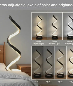 Moderne LED Spiral Tafellamp - 3 Kleurtemperaturen, Dimbaar, USB