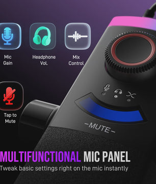 FIFINE AM8PROT Gaming Microfoon Kit met Boom Arm - Dynamische XLR/USB Streaming Microfoon met RGB, Mute & Mix Control