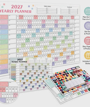 Jaarplanner 2027 - Grote Wandkalender met Planvakken en Stickers