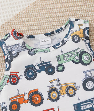 Zomer Set Baby Jongens: Tractor Print Tanktop & Shorts