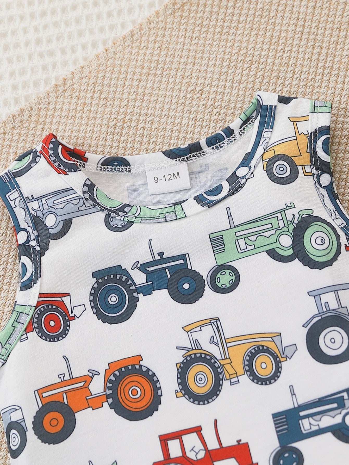 Zomer Set Baby Jongens: Tractor Print Tanktop & Shorts
