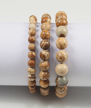 Elastische Charm Armband met Natuursteen Kralen: Lavasteen & Tijgeroog (6/8/10mm) - Voor Dames en Heren