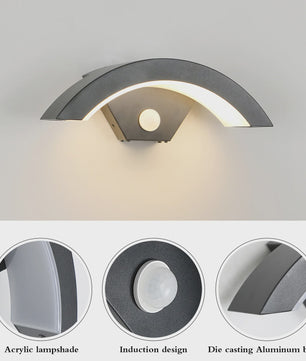 Moderne Zwarte Wandlamp met Bewegingssensor - 24W Warm Licht voor Buiten & Hal