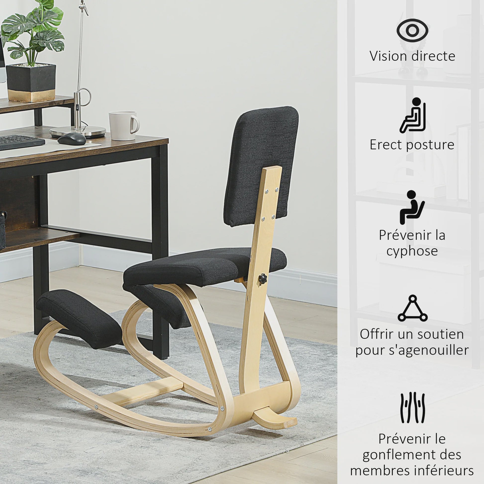 Ergonomische Kniekruk met Rugleuning - Verbeter uw Zithouding en Voorkom Rugklachten