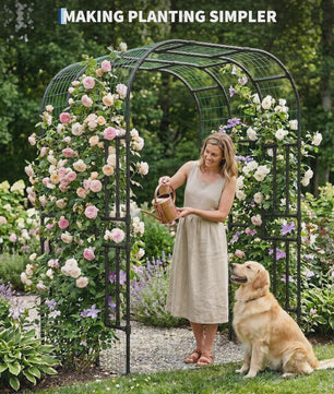 Extra Hoge Metalen Tuinboog Klimrek 2.2m - Stevig Stalen Klimrek voor Klimplanten, Rozen, Groenten & Decoratie