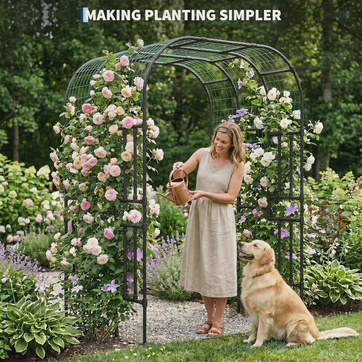 Extra Hoge Metalen Tuinboog Klimrek 2.2m - Stevig Stalen Klimrek voor Klimplanten, Rozen, Groenten & Decoratie