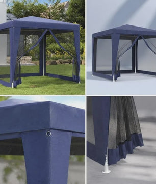 2.5x2.5m Blauwe Partytent met Horren en Ritsingang - UV & Waterbestendig