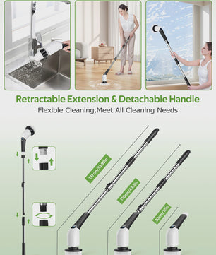 Elektrische Spin Scrubber 8-in-1 met Telescoopsteel en 8 Opzetborstels