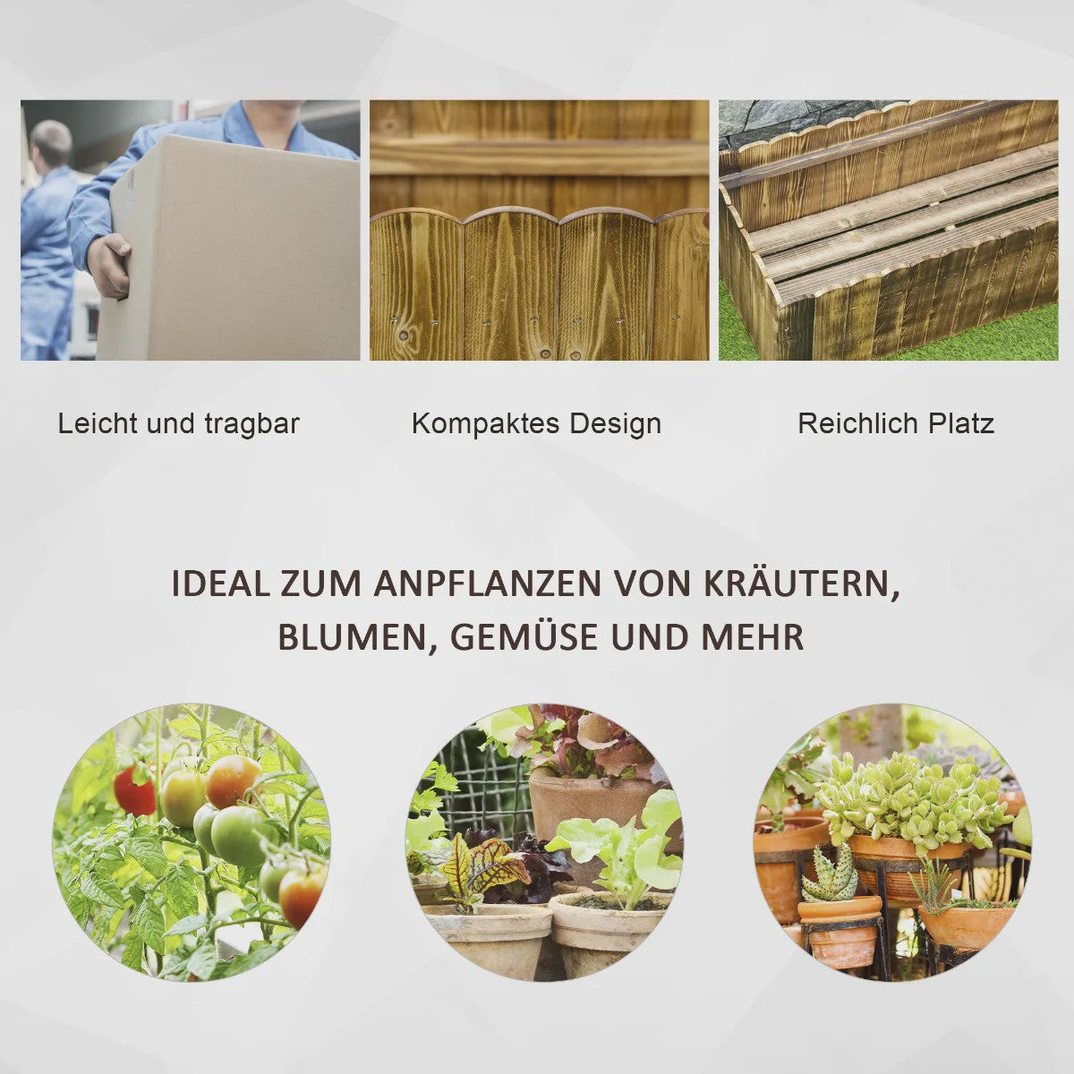 Houten plantenbak 120x40x40cm van vurenhout - Ideaal voor kruiden, groenten & bloemen