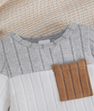 Baby Jongen Set: Longsleeve Bodysuit, Broekje & Muts - Kleurblok Design (0-18 Maanden)