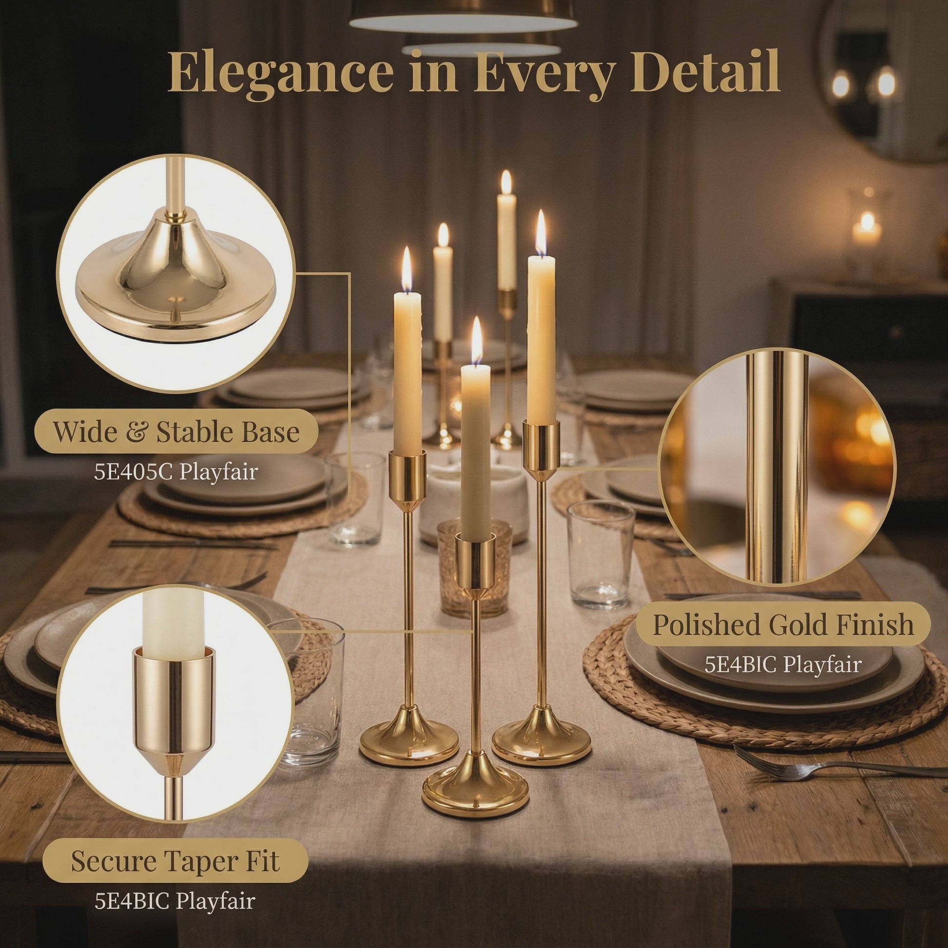 Set Kaarsenstandaards Klassiek Bullet-Head - Goud & Zwart - Decoratie & Tafeldecoratie