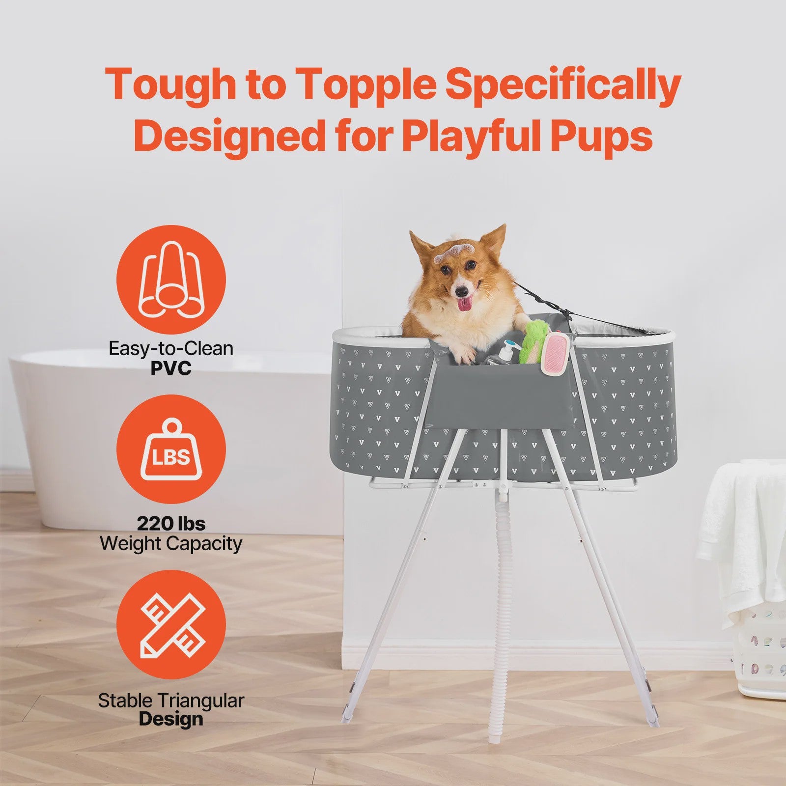 Opvouwbaar Hondendouchebad - Verhoogd & Ruimtebesparend - Ideaal voor Kleine tot Middelgrote Honden & Katten