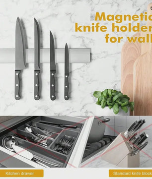 Magnetische Messenhouder voor Aan de Muur - Roestvrij Staal, Multifunctionele Keuken Organizer