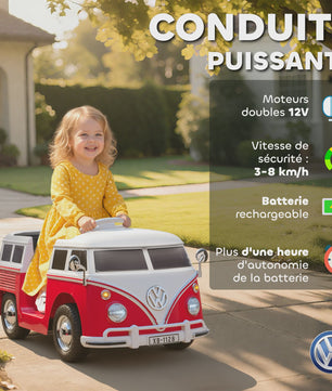 Officieel Gelicenseerde Volkswagen T1 Elektrische Kinderauto 12V met Dubbele Motor en Soft Start