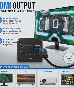 4K UHD Industriële Digitale Microscoop Camera met HDMI & USB voor Soldeerwerk
