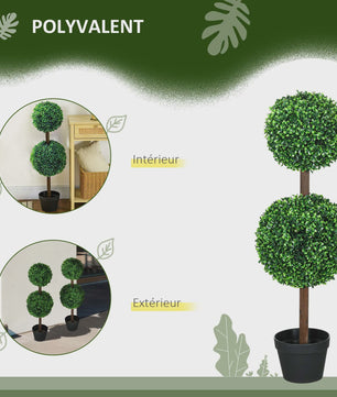 Set van 2 Kunstplanten Buxus Bolvorm 90cm Hoog - Realistisch & Onderhoudsvrij