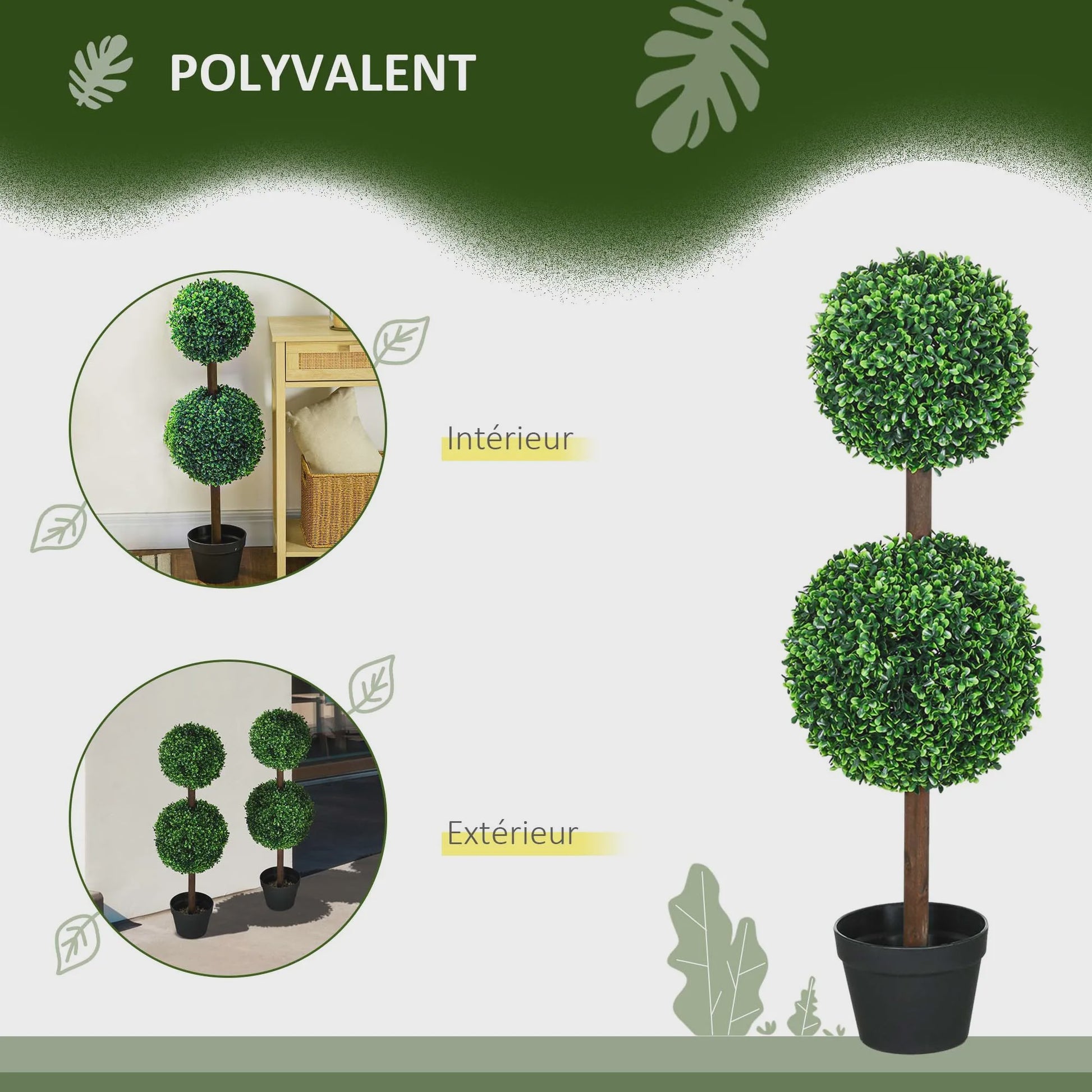 Set van 2 Kunstplanten Buxus Bolvorm 90cm Hoog - Realistisch & Onderhoudsvrij