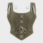 Vintage Gothic Corset Tanktop met Vetersluiting en Rits - Steampunk Waist Trainer