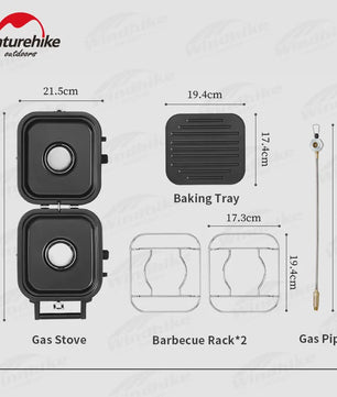 Naturehike Dubbele Camping Gasbrander 1700W met Grillplaat - Lichtgewicht & Draagbaar