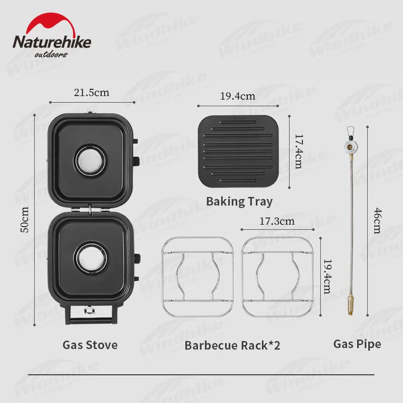 Naturehike Dubbele Camping Gasbrander 1700W met Grillplaat - Lichtgewicht & Draagbaar