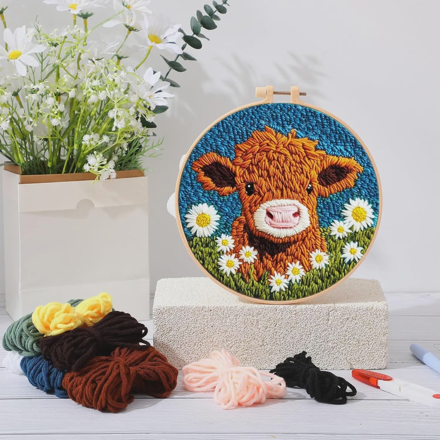 DIY Punch Needle Kit voor Beginners - Schattig Dier & Giraffe Borduurset met Borduurring