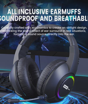 Lenovo E08 Gaming Headset: 7.1 Surround Sound, RGB, Microfoon voor PC & Laptop