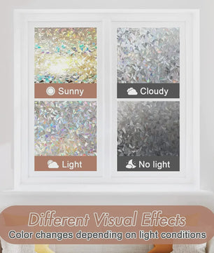 Regenboog Raamfolie - Statisch Plakkerig, Glas-in-lood Effect, Zonder Lijm, Verwijderbaar & Reflecterend