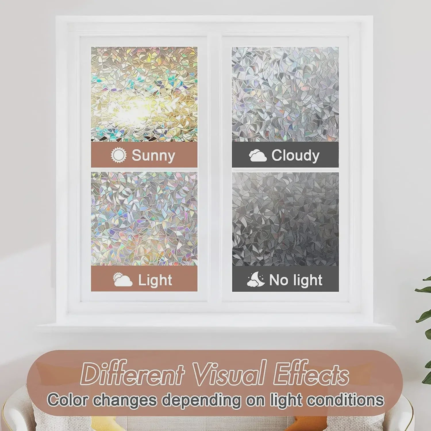 Regenboog Raamfolie - Statisch Plakkerig, Glas-in-lood Effect, Zonder Lijm, Verwijderbaar & Reflecterend
