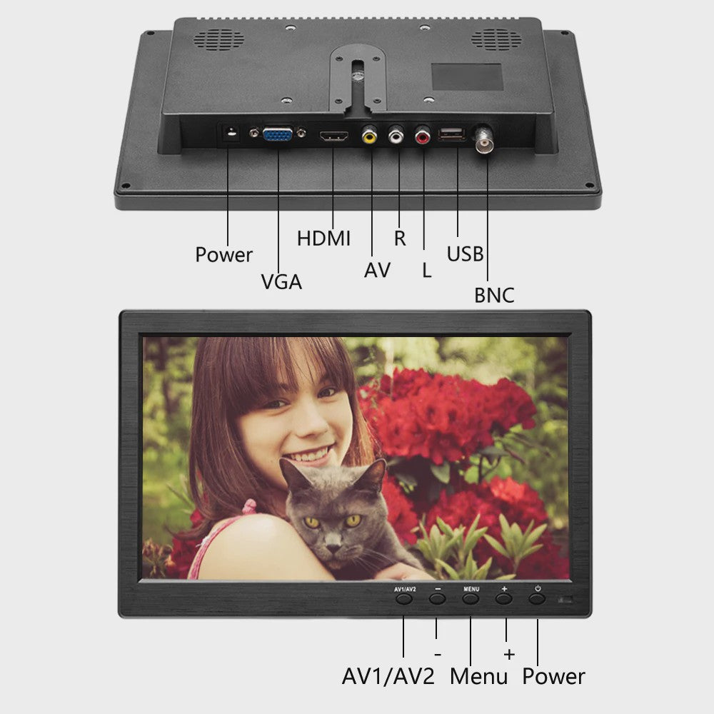 Podofo 10.1 Inch HD LCD Monitor: Veelzijdige Headrest Scherm met HDMI, VGA, USB & meer