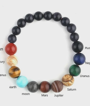 Unieke Natuursteen Armband: Acht Planeten & Galaxy Design - Yoga & Chakra Sieraden