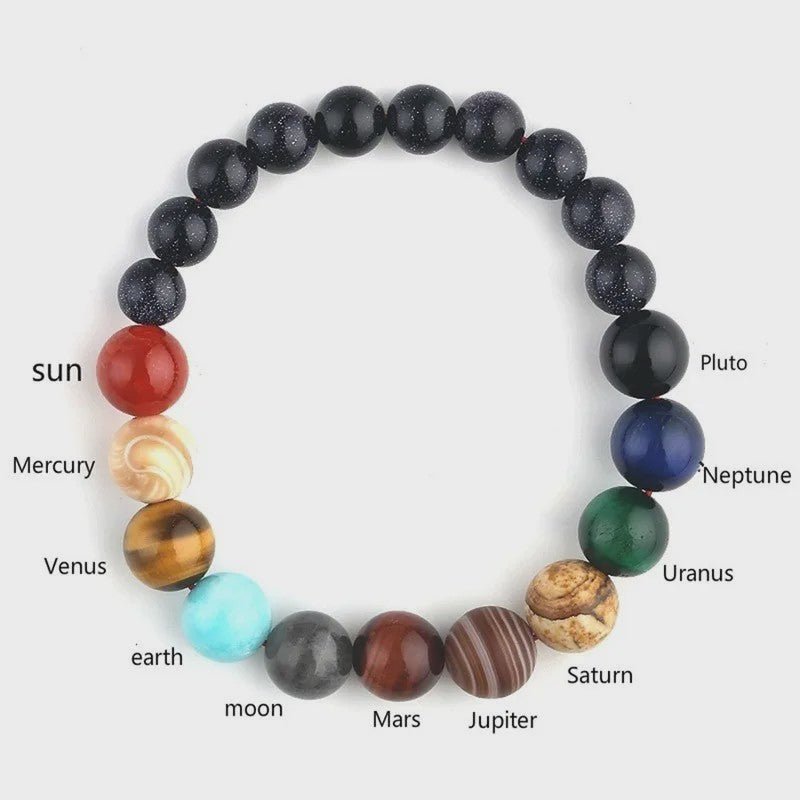 Unieke Natuursteen Armband: Acht Planeten & Galaxy Design - Yoga & Chakra Sieraden
