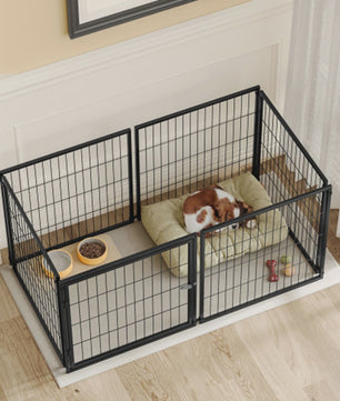 Modulaire Hondenkennel 120x60x60cm - Zwart Metaal met PVC Coating & Veilige Deur