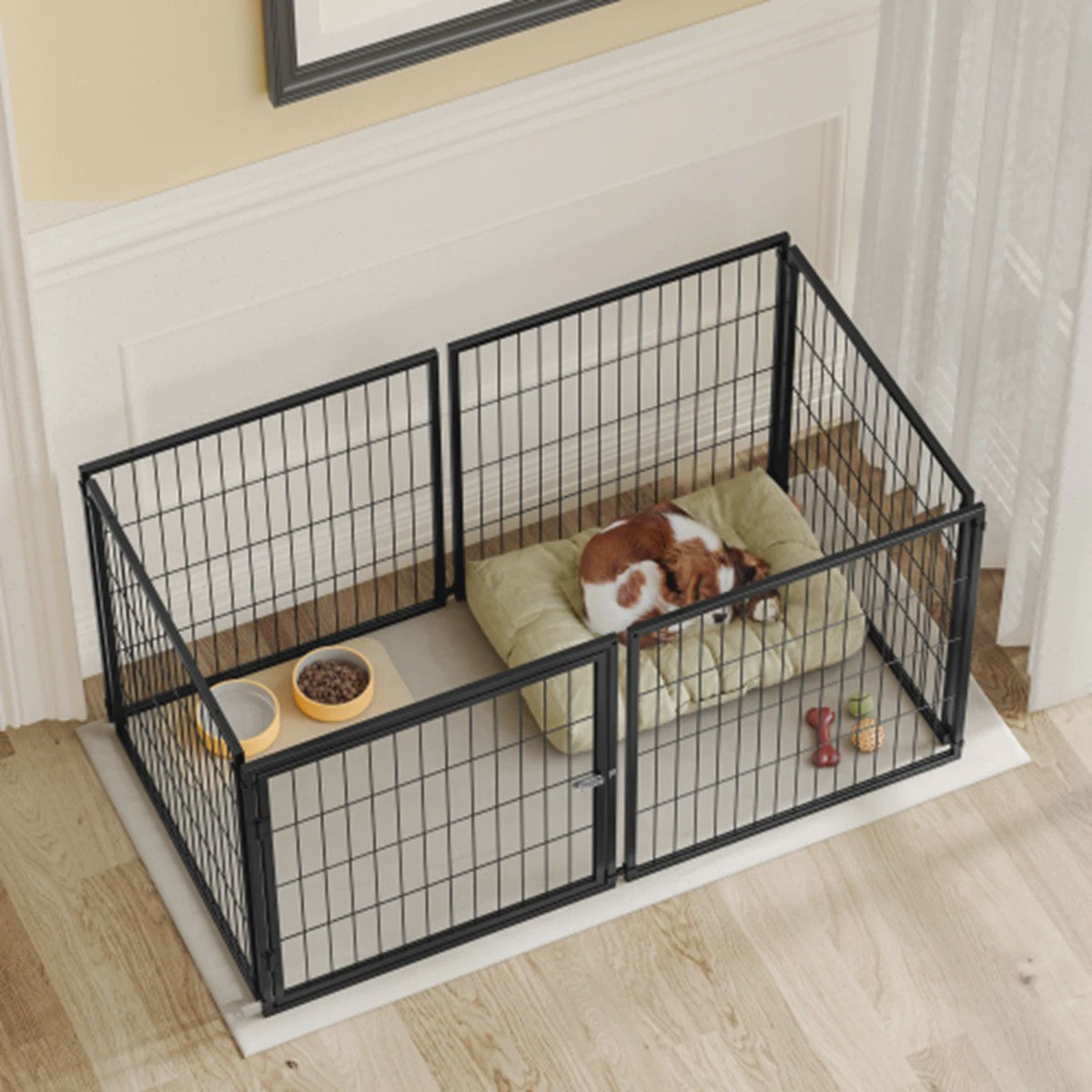 Modulaire Hondenkennel 120x60x60cm - Zwart Metaal met PVC Coating & Veilige Deur