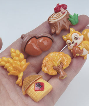Herfst Cabochons: Eekhoorn, Tarwe & Meer - DIY Knutselaccessoires voor Kinderen