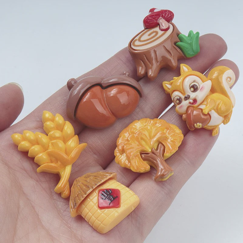 Herfst Cabochons: Eekhoorn, Tarwe & Meer - DIY Knutselaccessoires voor Kinderen