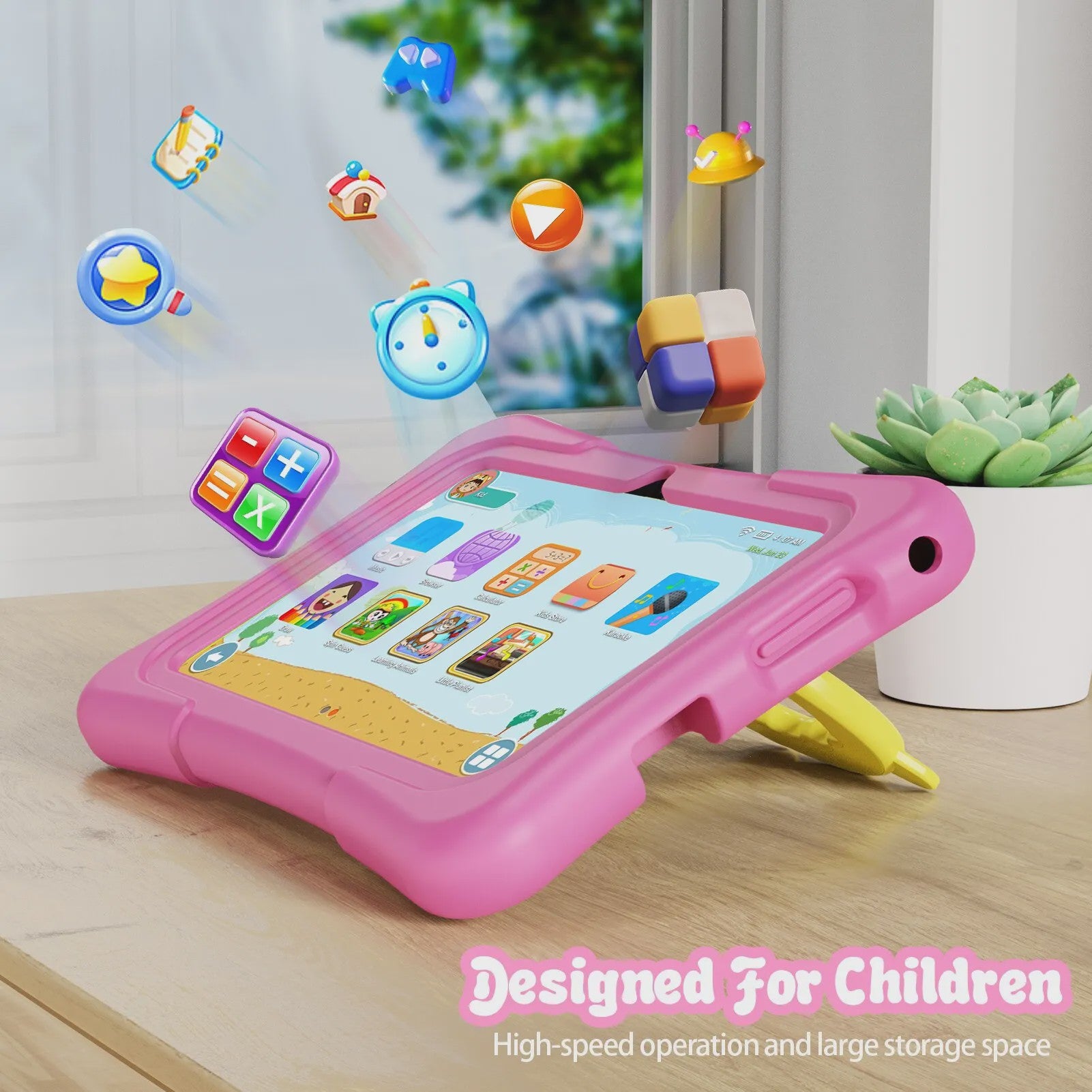 PRITOM Kinder Tablet 7 Inch Android 13 - 32GB Opslag, Educatief & Robuuste Beschermhoes